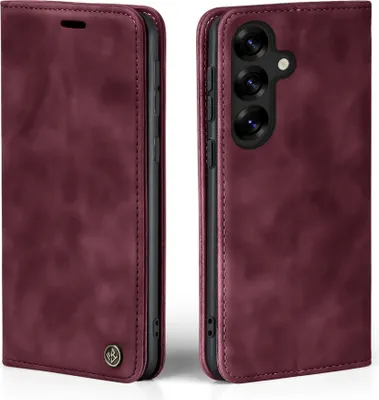 Produktbild von Handy Hülle für Samsung Galaxy S25+ Klapphülle Bookcase Flip Cover Handy Tasche Etui Farbe: Weinrot