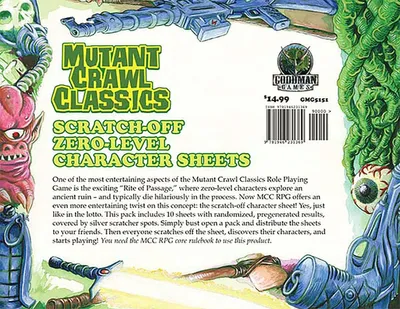 Obrázok produktu pre Mutant Crawl Classics RPG 0-Level Scratch Off Character Sheets - Tabletop-Rollenspiel - ENG Edition