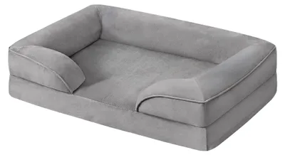 Produktbild von Orthopädisches Hundebett M mit abnehmbarem Bezug und erhöhten Rändern | Hellgrau | 51x76x16 cm