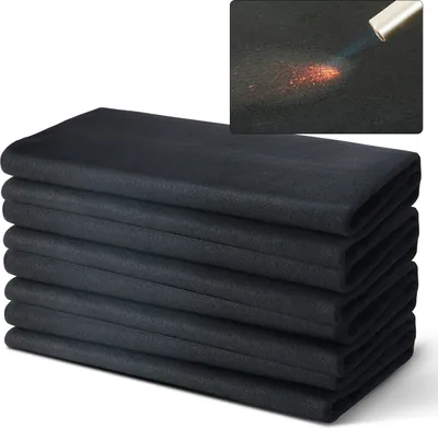 Image de Couverture de soudage SucceBuy en feutre de carbone, pack de 4, 94 x 91 cm, couverture de soudage ignifugée, set de couvertures résistant à la chaleur jusqu'à 982 °C, tapis de soudage isolant ignifugé découpable en fibres de carbone