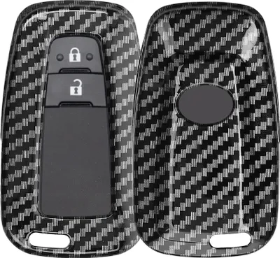 Produktbild von kwmobile Autoschlüssel Hülle kompatibel mit Toyota 2-Tasten Smart Key Autoschlüssel - Hardcover Schutzhülle Schlüsselhülle Cover Carbon Schwarz