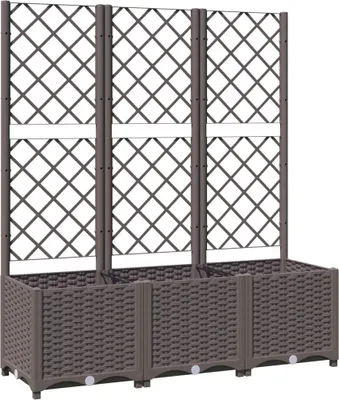 Produktbild von vidaXL Garten-Pflanzgefäß mit Spalier Braun 120 x 40 x 136 cm PP
