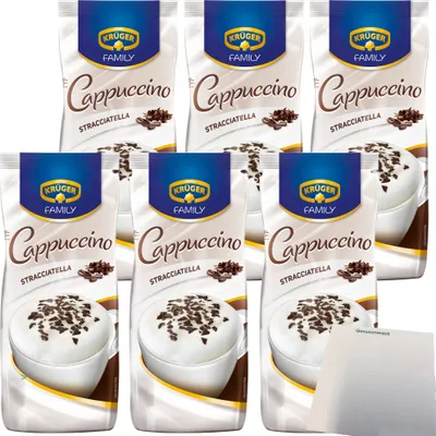 Produktbild von Krüger Family Cappuccino Stracciatella 6er Pack (6x 500g Beutel) + usy Block