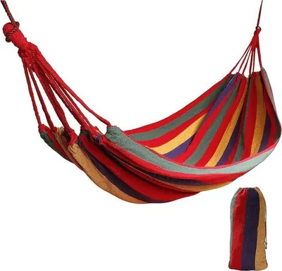 Produktbild von Famanu Hängematte Baumwolle für 1 Person 190 x 80 cm, Tragkraft bis 150 kg, tragbar mit Tragetasche