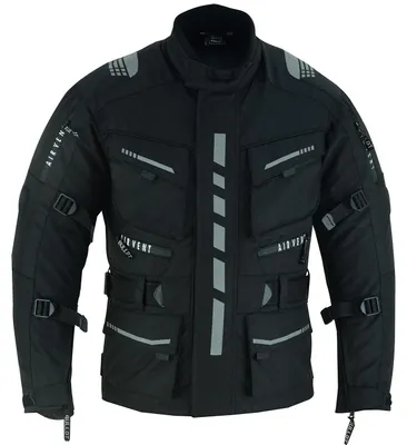 Produktbild von Herren Motorradkombi Textilien motorradjacke + Motorradhose inkl. Protektoren, Größe:60/4XL, Farbe:Schwarz