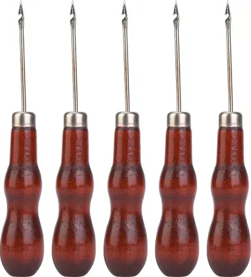 Produktbild von 5pcs Holzgriff Awl Hole Punch Nähstichwerkzeugschuh Reparaturhäkchen Haken