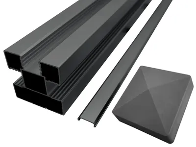 Produktbild von WPC Zaunpfosten Zaun Aluminium Alu Pfosten Sichtschutz anthrazit 7x7 cm