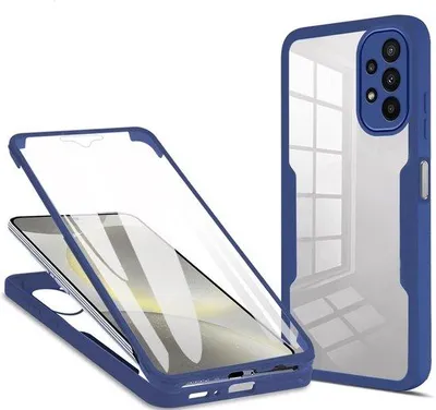 Obrázok produktu pre Ochranná fólia pre Galaxy A36 5G – priehľadná – dvojvrstvová ochrana s 360° krytím a ochranou displeja – modrá