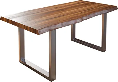 Produktbild von Esszimmertisch 200x100 cm Utrecht, Baumkantentisch nussbaumfarben, Akazienholz massiv, U-Gestell Edelstahl gebürstet
