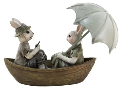 Obrázek produktu pro Clayre & Eef figurka králíka 14x10x12 cm zelenohnědá polyresinová