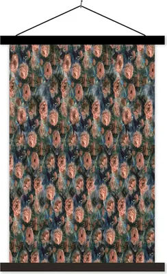 Produktbild von MuchoWow® Textilposter Blumen - Muster - Farben 40x60 cm mit schwarzem Rahmen - Wanddekorationen