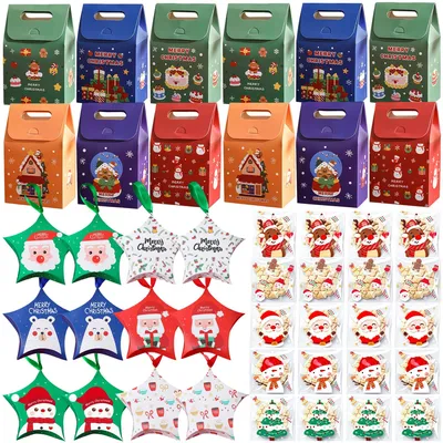 Weihnachtsverpackungen, 124 Stück, Papier, 1 L, rechteckig, bunt