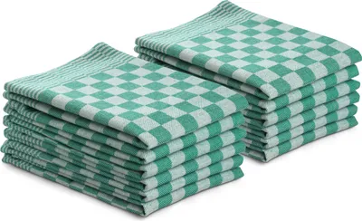 Produktbild von DoubleDry 12er Set Geschirrtücher Baumwolle in 50x70 cm - Grün Kariert - Baumwolle -   - Hochwertige Geschirrhandtücher