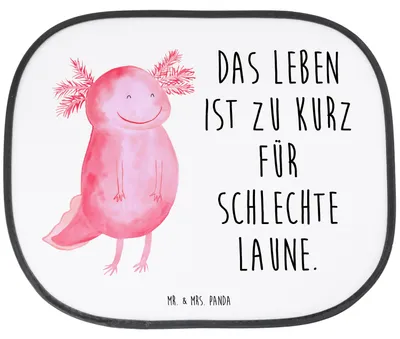 Produktbild von Mr. & Mrs. Panda Sonnenschutz Auto Axolotl Glücklich - Weiß - Geschenk, gut Gelaunt, Autoscheibe, Gute Laune, seitenscheibe, Lurch, Motivationsspruch, für, Lebensfroh