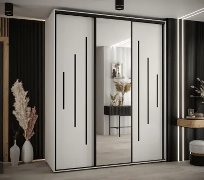 Obrázok produktu pre Šatníková skriňa ASIRI 13 - 190/60 cm, biela / čierna