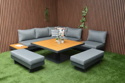 Produktbild von Gartenlounge Dining Toscane XXL de Luxe verstellbares Gartenset Aluminium/Holz – 81950PT
