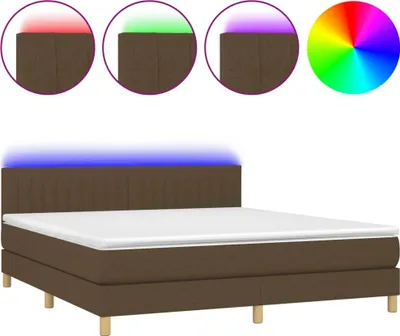 Produktbild von vidaXL Boxspringbett mit Matratze & LED Dunkelbraun 160x200 cm Stoff