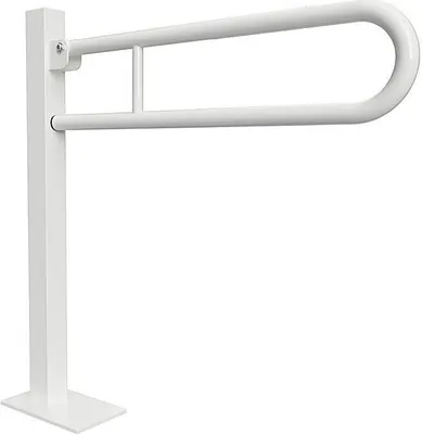 Produktbild von BELP Stützklappgriff in U-Form Bodenmontage Eisen Weiß mit Abdeckung 153x870x933 mm, 120 kg Traglast für Bad & WC >> zum Bohren