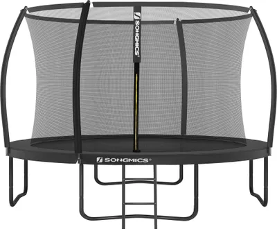 Produktbild von SONGMICS Trampolin Ø 366 cm mit Leiter + Netz + Stangen + Abdeckung sicher Fitnessgerät rundes Gartentrampolin schwarz