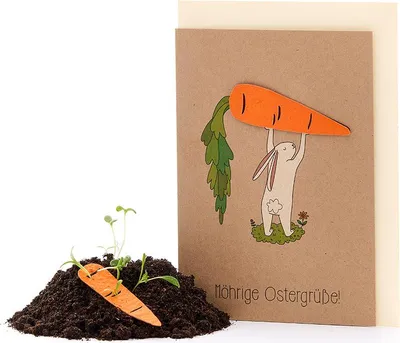 Produktbild von Osterkarte Möhrige Grüße mit Saatpapier - Klappkarte DIN A6 mit Wildblumen