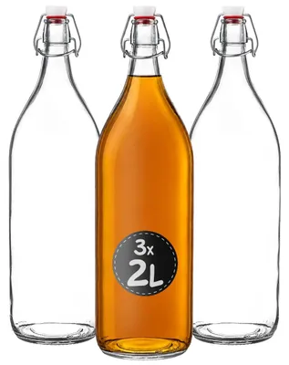 Produktbild von KADAX Glasflasche "Torano", Flasche, Likörflaschen, Ölflasche, Essigflasche, 2L, 3 Stück