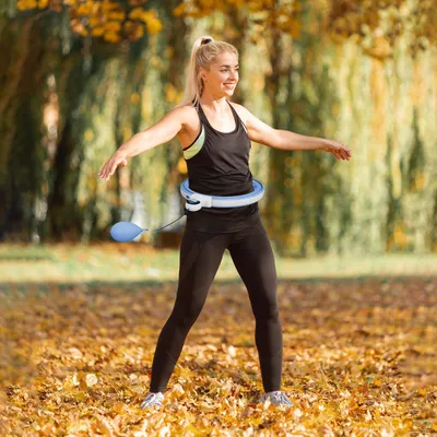 Obrázek produktu pro Chytrý obruč Hula Hoop pro dospělé s počítadlem 16 uzlů (76-113 cm) světle modrý