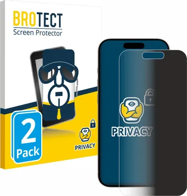 Produktbild von 2x BROTECT Sichtschutzfolie für Apple iPhone 15 Pro Anti-Spy Privacy Sichtschutz Blickschutz Folie Blaulicht-Schutz