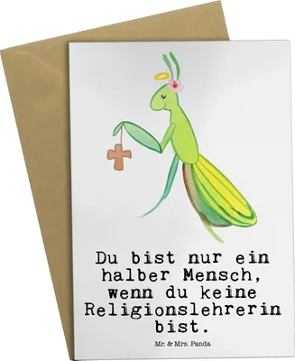 Produktbild von Mr. & Mrs. Panda babykarte Religionslehrerin Herz - Weiß - Geschenk, einladungskarten, weihnachtskarten, Witzig, Spruch, Lustig, osterkarte, hochzeitskarten, Grußkarten