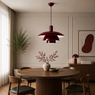 Produktbild von Opviq, Moderne Pendelleuchte in Burgunder, Metall, E27, 40W, Ø45 cm | 100% Qualität