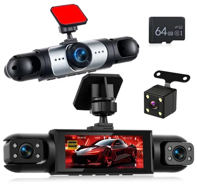 Zdjęcie produktu dla Dashcam 4-kanałowa, 1080P - podczerwień, noktowizor, szerokokątny obiektyw - wyświetlacz 3,16 cala
