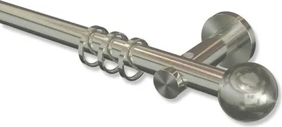 Produktbild von Interdeco Gardinenstange, Vorhangstange Edelstahl-Optik Modell Platon Luino, 20 mm Ø 1-läufig, 240 cm