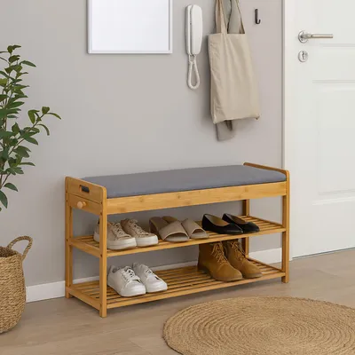 Produktbild von Schuhbank mit Schubfach Bambus