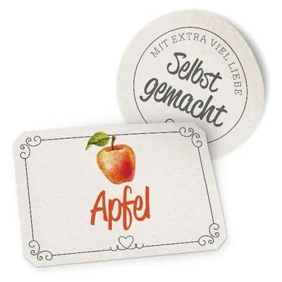 Produktbild von itenga Marmeladensticker 10erSet Aufkleber Deckel und Glas APFEL Landhausstil
