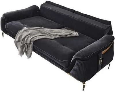 Productafbeelding van Design Chesterfield-bank voor de woonkamer, 3-zits, met zwarte stoffen bekleding