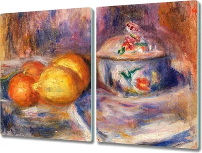 Produktbild von Coloray Kochplattenabdeckung Herdabdeckplatte 2x40x52 cm Hackbrett Schneidebrett Küchenbrett - Obst Orangen Zitronen