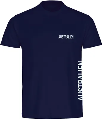 Produktbild von multifanshop Herren T-Shirt - Australien - Brust & Seite, navi, Größe M