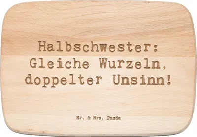 Produktbild von Mr. & Mrs. Panda Küchenbrett Spruch Halbschwester Unsinn - Transparent - Geschenk, Schneidebrett, vesperbrett, Verwandte, Geburtstage, Geschwisterbeziehung, schneidbrett