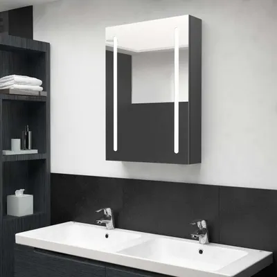 Produktbild von The Living Store LED-Bad-Spiegelschrank Grau 50x13x70 cm