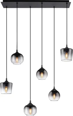 Produktbild von JUST LIGHT ZEA Pendelleuchte E14 max.25W 6-fach Schwarz/Rauchfarben 64-120cm 15425-18