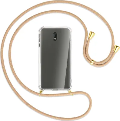 Produktbild von Handykette Backcover-Schutzhülle mit Band (Metall goldfarben) für Nokia 3 - beige
