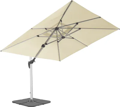Produktbild von anndora Ampelschirm - 3x4m rechteckig - natural weiß - Gestänge Alu - 360° drehbar senkrecht neigbar handliche Bedienung + 4x Betonplatten