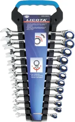 Produktbild von Ringratschenschlüssel Set, 12-teilig, 8-19mm, 72 Zähne, umschaltbar