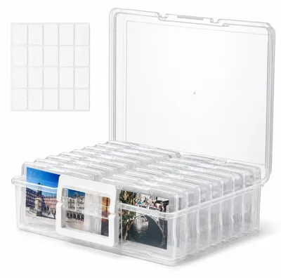 Image de Boîte de rangement pour photos de 10x15 cm, avec 16 supports pour photos