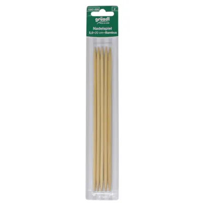 Produktbild von Gründl Nadelspiel Bambus 5 mm 20 cm natur