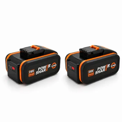 Produktbild von 2x 8Ah 20V Li-Ion Ersatzakku kompatibel mit WORX PowerShare – Werkzeugakku mit Ladestandanzeige – Doppelpack / 2er Set, KI-generiertes Bild