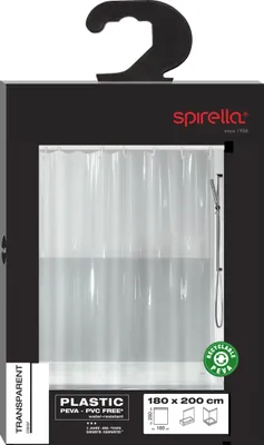 Imagen del producto de Spirella 7610583187321, Color sólido, Anillo, Polietileno-vinil acetato (PEVA), Transparente, 40 °C, 2000 mm