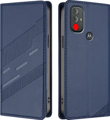 Produktbild von Hülle für Motorola Moto G Power 2022, Kunstleder Brieftaschen Handyhülle mit Kartenfach und Standfunktion Blau