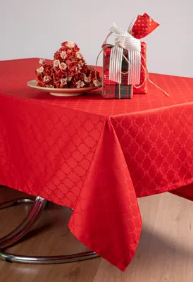 Tischdecke, Baumwoll-Jacquard, rot, 140 x 270 cm, rechteckig