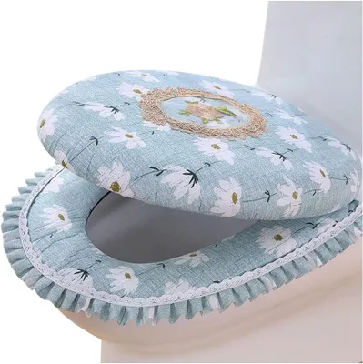 Produktbild von Waschbarer WC-Sitzbezug aus weichem, dickem Stoff, waschbar und warm, mit Reißverschluss, superweich