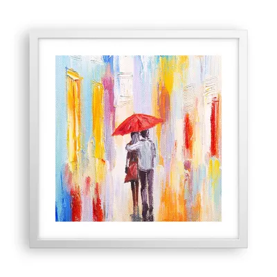 Produktbild von Gerahmtes Poster - Weißer Rahmen - Liebhaber Regenschirm - 40x40 cm - Wand Bild - Wanddeko - Wandbilder - Kunstposter - Wandposter - Bilderrahmen - Bilder - Kunstdruck - Wandbild - P2WAC40x40-3692